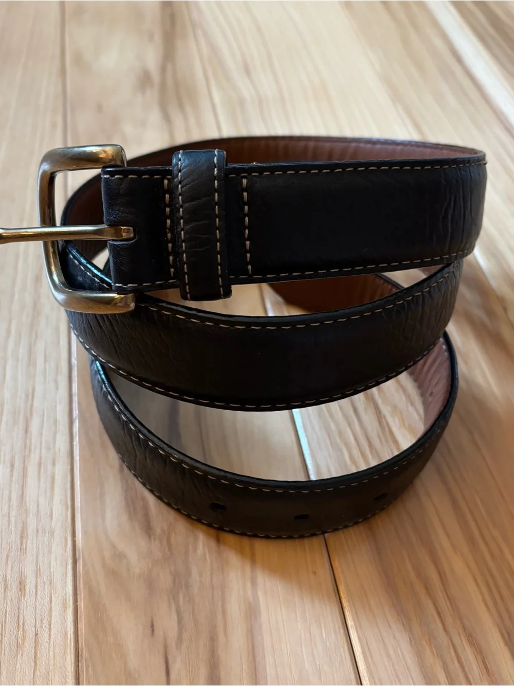 Vintage LL Bean Black Leather Belt Size 36